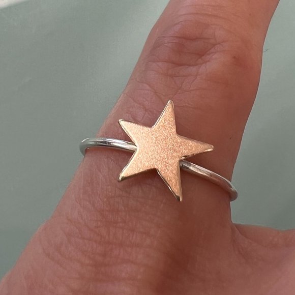 925 Sterling Silver & 14K Gold Filled STAR Ring size 5 - Picture 9 of 14